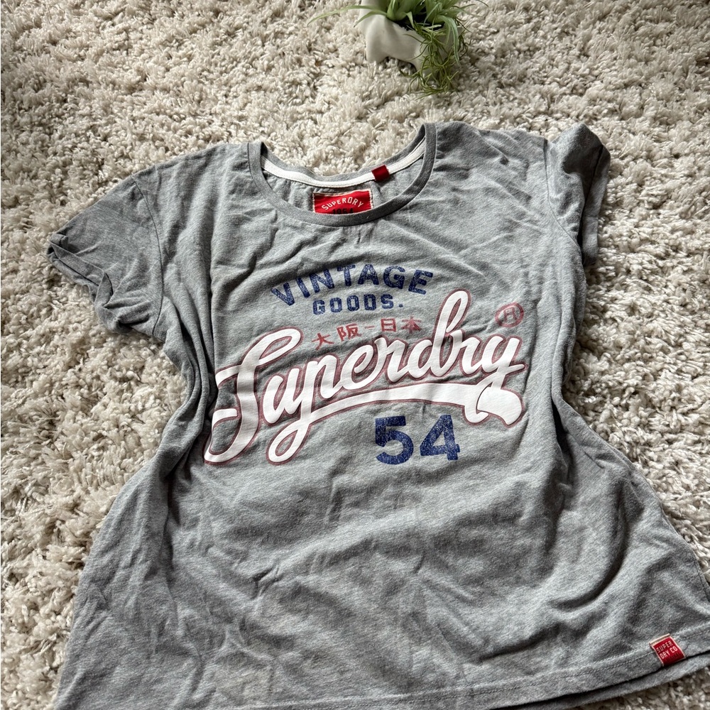 Grey Superdry vintage 1954 cute baggy womens T-shirt
Size large